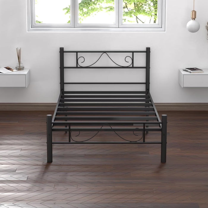 Blorly Twin Size Bed Frame, 11.2" Height Classic Metal Bed Frame with Under Bed Storage/No Box Spring Needed,Black