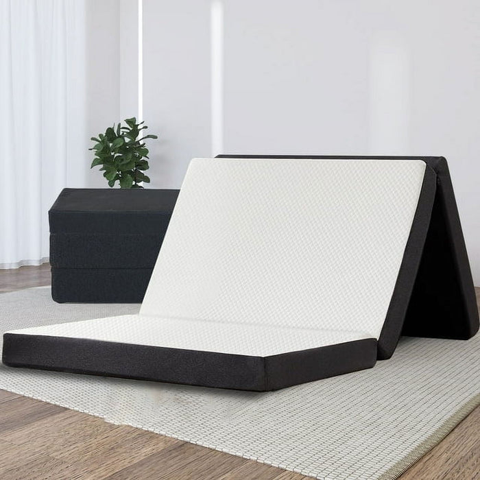 TINKLE WELL 3 inch Full Tri-Fold Memory Foam Mattress with Cover, Full Size Folding Mattress Topper for Camping