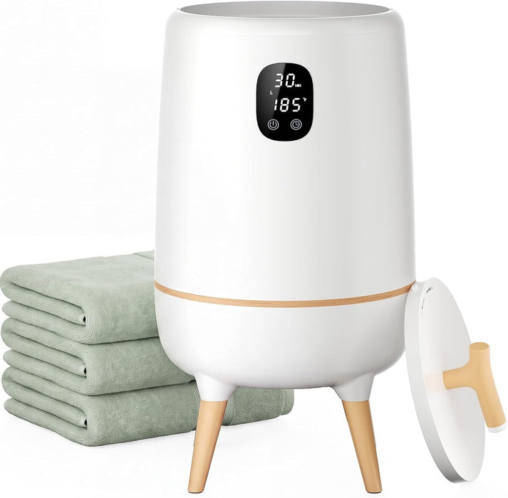 Simenmax Towel Warmer With Leg, 20L Heated Towel Bucket with Aroma Box, 450W Fast Heating up to 8H Timer, Fits 2 Large Bath Towels, Robes or Pajamas,White