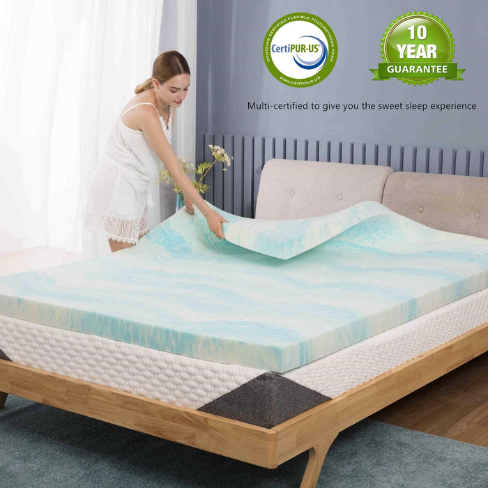 Beddle Cooling Gel Memory Foam Mattress Topper,CertiPUR-US Certified