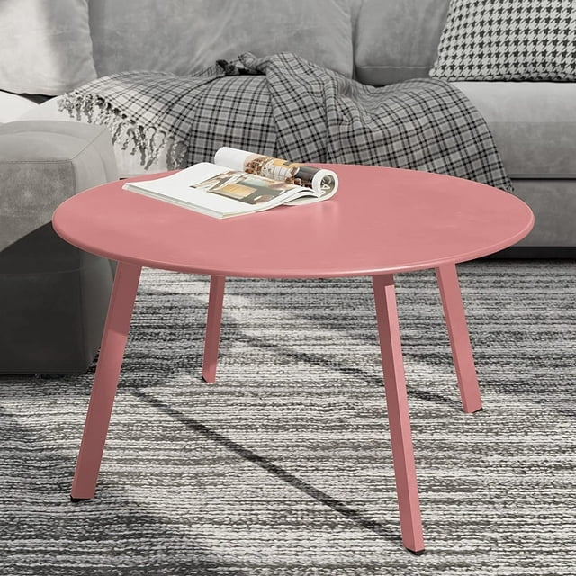 Patio Coffee Table, Round Patio Side Table, Coffee Table, Modern, Stylish, Living Room, Outdoor, Home Decor, Versatile, Pink