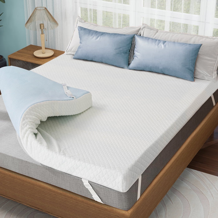 Blorly 2 Inch TwinXL Mattress Topper With Cover, Foam Mattress Topper for Back Pain, Gel Infused Mattress Pad