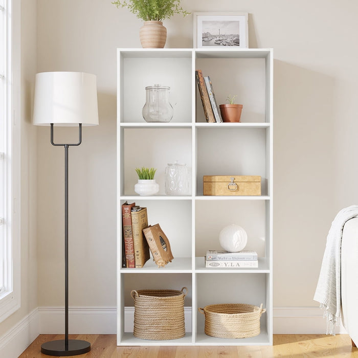 Simenmax 8 Cube Storage Organizer, Bookshelf with 4 Removable Back Panels for Living Room, Bedroom, Home Office, White