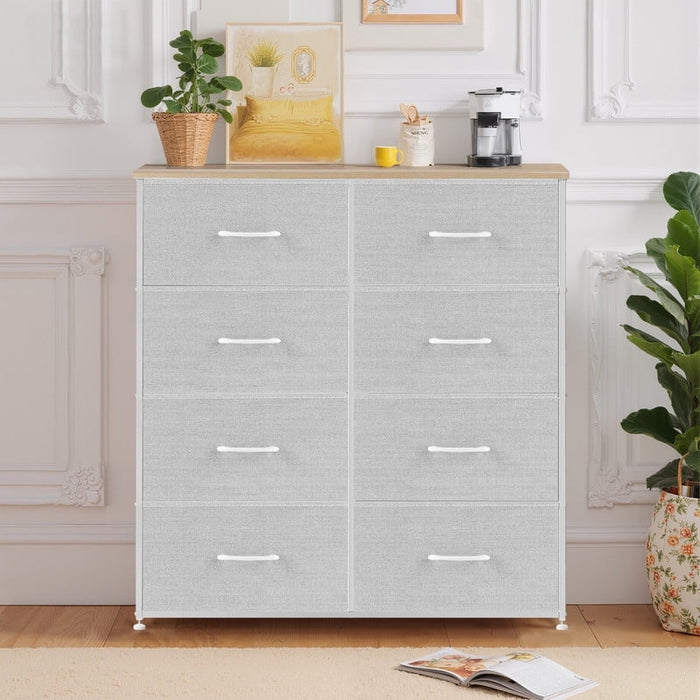Simenmax 8 Dresser, Storage Drawers with Removable Fabric Bins, Fabric Closet Chests Organizer for Bedroom, Closet, Living Room, Light Gray
