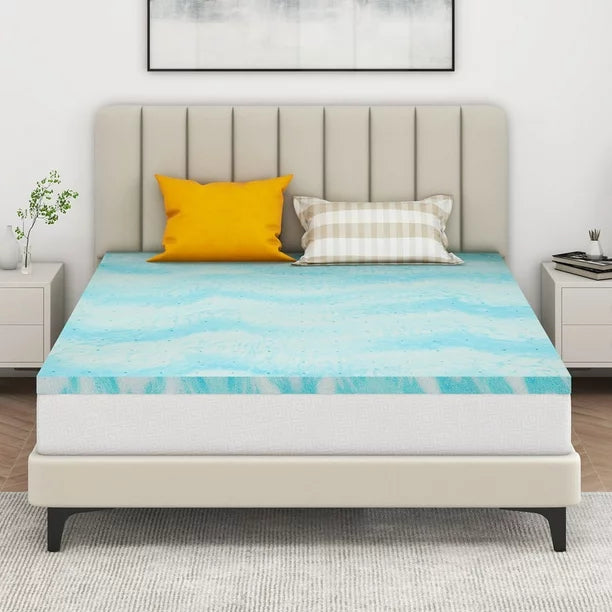 Twin Mattress, 2 Inch Cooling Memory Foam Mattress Bed Pad ,Cooling Gel Infused Mattress Topper in a box,Soft,Bluech Mattress Twin Size, Medium-Firmness Memory Foam Mattress, Made in USA