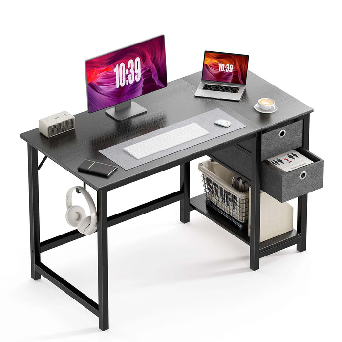 TINKLE WELL Desk-Computer Office Desk with Drawers Small Writing Work Study Desks-Black Wood
