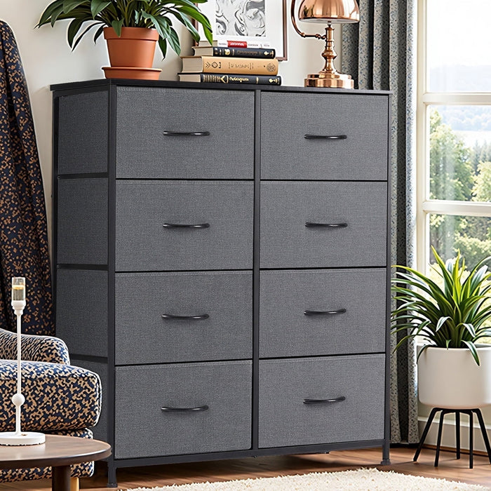 Simenmax 8 Storage Dresser for Bedroom, Wide Fabric Closet Chests Organizer Tower Furniture, Gray