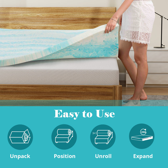 Beddle Mattress Topper,Cooling Gel-Infused Memory Foam Mattress Topper