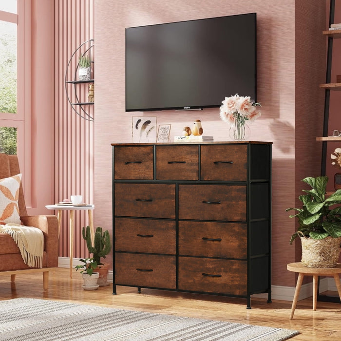 Blorly Dresser for Bedroom, 9 Drawers Dresser Chest Of Drawers, Storage Dresser Closet For Living Room, Bedroom, Hallway,  Brown