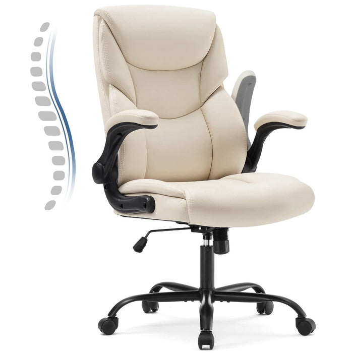 TINKLE WELL TINKLE WELL Big and Tall Office High Back Ergonomic Executive Desk Chair Extra Wide Seat-White