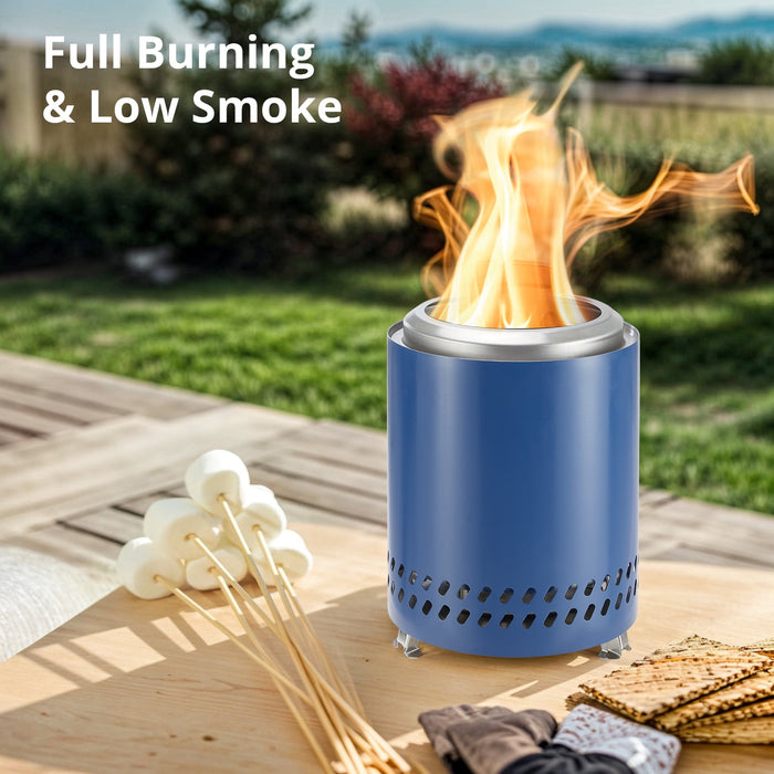 TINKLE WELL TINKLE WELL Small Tabletop Fire Pit, Smokeless Stainless Steel Firepit with Bag, Blue