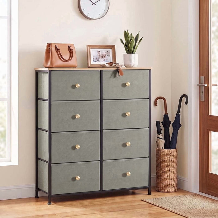 Nextay 8-Drawer Dresser, Fabric Storage Tower for Bedroom, Hallway, Entryway, Tall Chest Organizer Unit with Fabric Bins,Ink Green