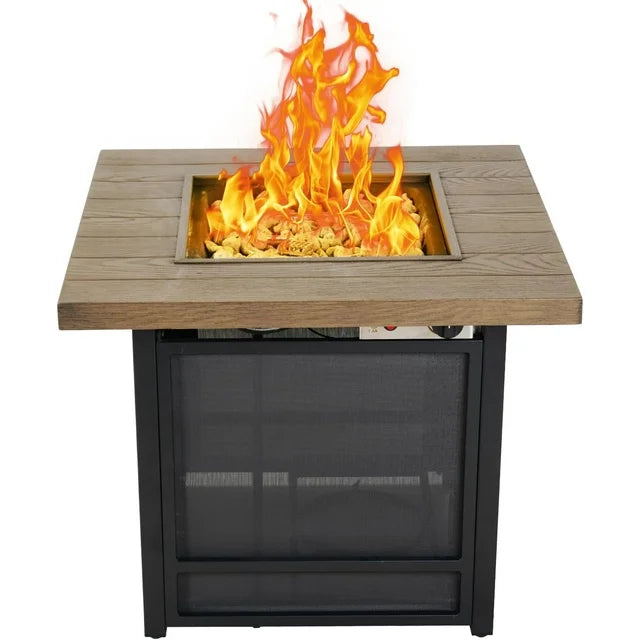 Propane Fire Pit Table, Outdoor Gas Fire Pits Clearance, 29 inch 50,000 BTU with Tabletop, Lid, Lava Rocks for Outside Patio, Garden, Deck, Yard