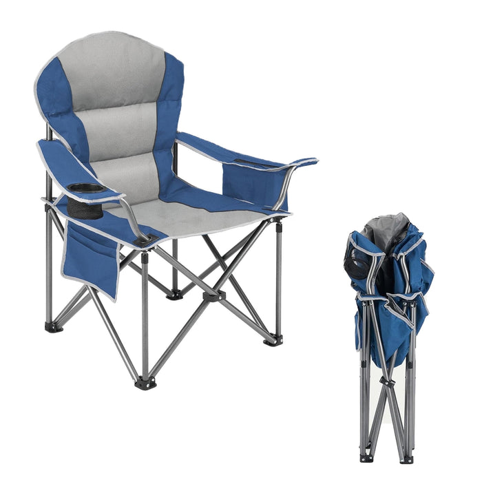 Blorly Folding Camping Chair for Adults, Heavy Duty Outdoor Chair with Carry Bag,300 D Layer Oxford Travel Camp, Blue