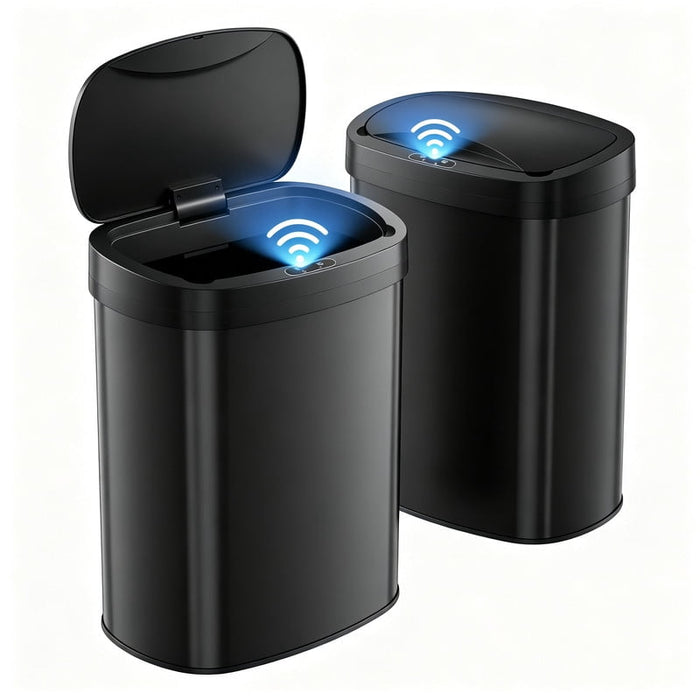 Taoset 13 Gallon Stainless Steel Touchless Kitchen Trash Can with Sensor Lid, Fingerprint Resistant Automatic Garbage Can with Soft Close Lid, Black