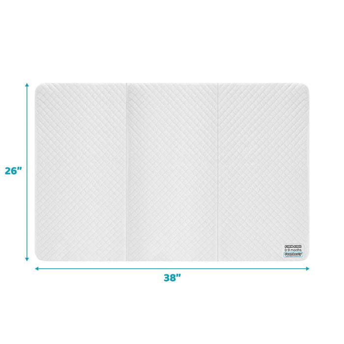 Dual-Sided Mattress Pad, Tri-fold Portable Mini Crib Mattress for Baby & Toddlers with Washable Cover & Storage Bag,38"x26"