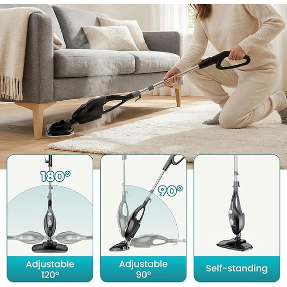 Parcus 10-in-1 Steam Mop & Handheld Cleaner – 1550W Powerful Steamer with 14 Accessories, Perfect for Hardwood, Tile, Carpet, Windows & Grout