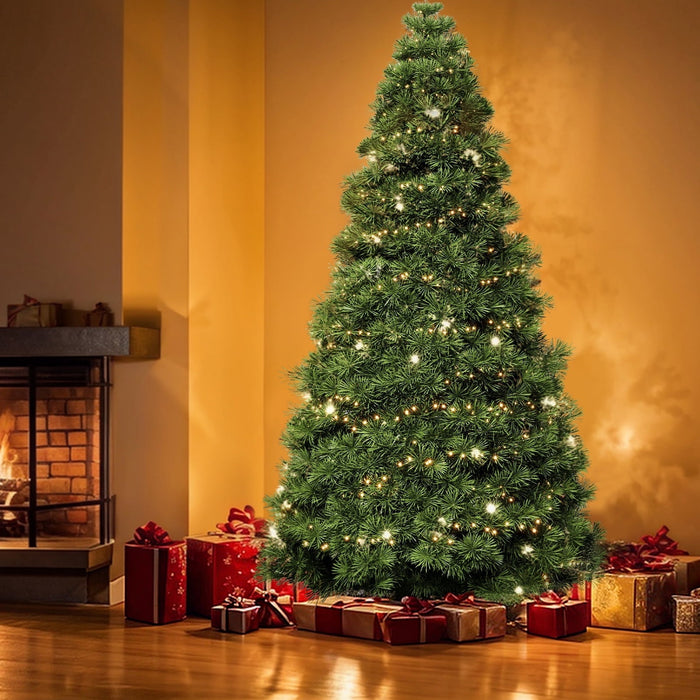 Taoset 4.5ft Christmas Tree, Pre-lit Artificial Spruce Christmas Trees with Led Light, Hinged Spruce Xmas Tree for Home, Office, Party