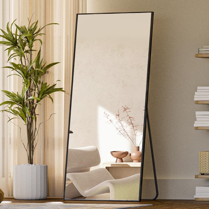 Blorly Floor Mirror, Full Length Mirror with Stand, Hanging Body Mirror Wall Mounted Mirror for Bedroom, Entry way, Dressing Room, Black