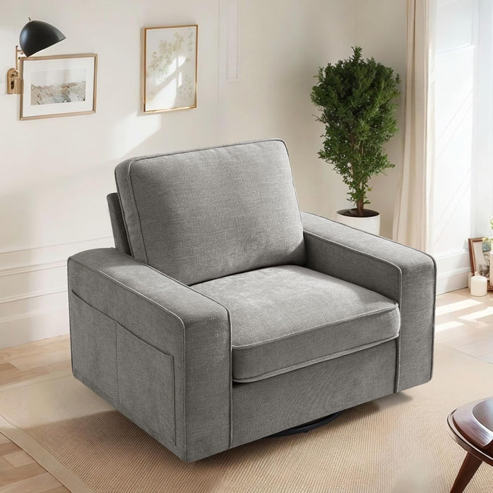 Blorly Accent Chair Armchair, Comfy Single Sofa Chair, Mid Century Modern Round Barrel Chair in Performance Fabric for Living Room Bedroom (Light Gray
