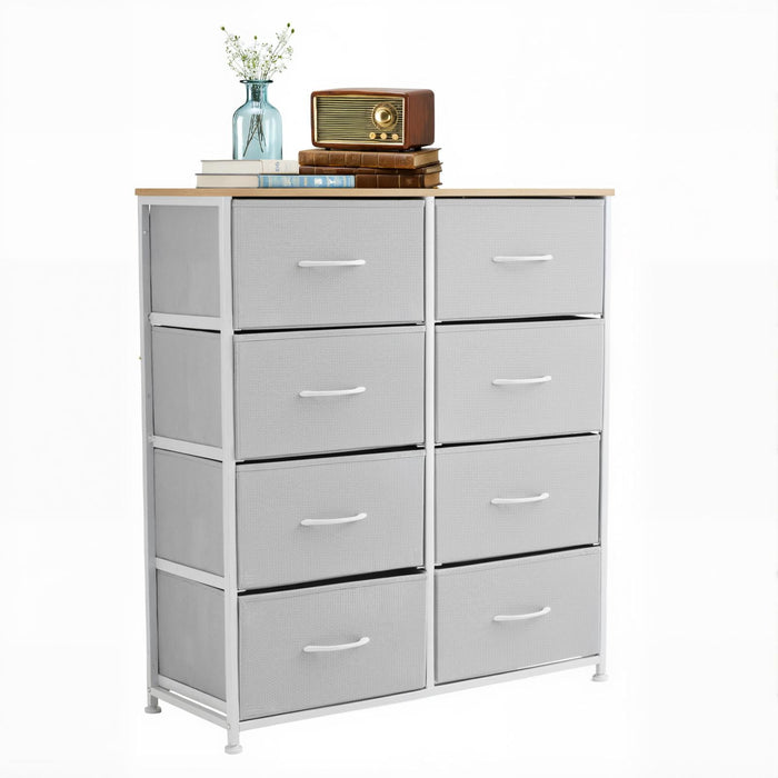 Blorly 8 Drawers Dresser, Storage Dresser Organizer with Drawers, Chest of Drawers, Dresser with Metal Frame and Wood Tabletop for Bedroom, Guest Room, Closet, Entryway, Nursery, Light Gray