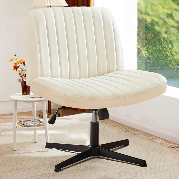 Taoset Office Desk Chair, Modern Cute Rolling Vanity Swivel Task Chairs with Wheels, Comfortable Back Seat for Home, Bedrooms, Office, Study, Student, Adults, Make-up, Dressing Room,Beige