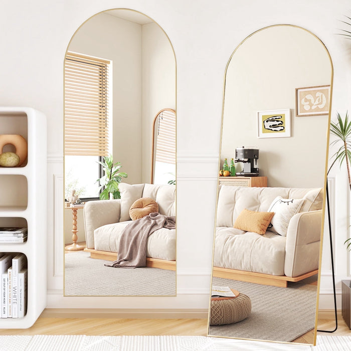Simenmax 59"x16" Full Length Mirror Full Body Floor Mirror with Stand for Bedroom Cloakroom, Gold