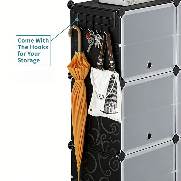 Simenmax Shoe Rack, 8 Tier Shoe Storage Cabinet with Door, 32 Pair Shoe Organizer Shelves for Closet Hallway Bedroom Entryway, Black