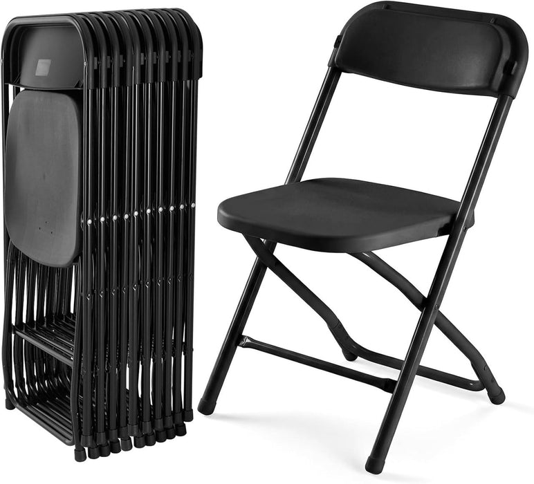 Simenmax 10-Pack Heavy Duty Folding Chairs, Ergonomic Back Support, Portable Plastic Dining Chairs for Home Office Conference Wedding Party Patio Garden Camping, Black