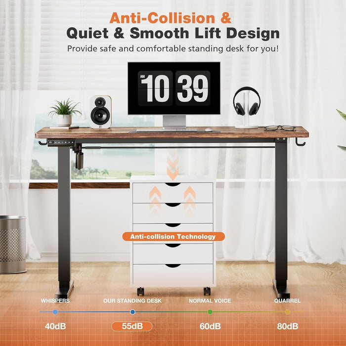 Blorly Electric Stand up Desk, 40'' Wide Desktop with Adjustable Height, Standing Computer Desk for Home Ofiice, Brown
