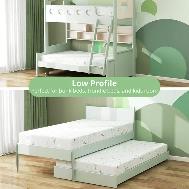 TwinXL Mattress, 8 inch Memory Foam Mattress Bed in a box, with Green Tea Cooling Gel, Medium, Made in USA