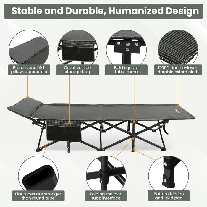 Sybels Heavy-Duty Camping Chair, Padded Armrests & Lumbar Support, Includes Cooler Bag & Cup Holder, Foldable Steel Frame