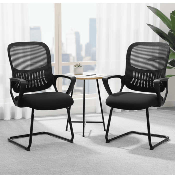 Betcozy Office Chair without Wheels, Conference Reception Guest Chair with Arms and Lumbar Support, 2 PCS