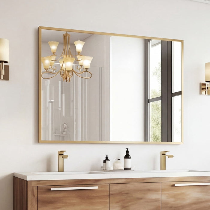 Bigleap Bathroom Mirror, Gold Vanity Mirror Anti-Rust Aluminum Frame Wall Mounted Mirror, Rectangular Mirror for Bathroom, Bedroom, Vanity（40"x30"）