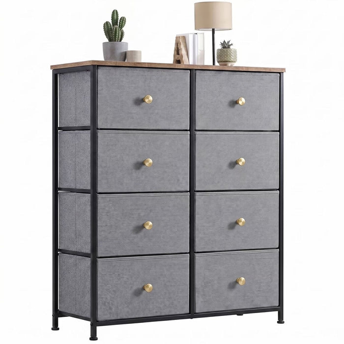 Betcozy Storage Dresser, Storage Organizer with 8 Drawers for Bedroom, Chest of Drawers with Fabric Bins, Sturdy Metal Frame, Wood Tabletop for Guest Room, Closet, Entryway, Nursery, Blue