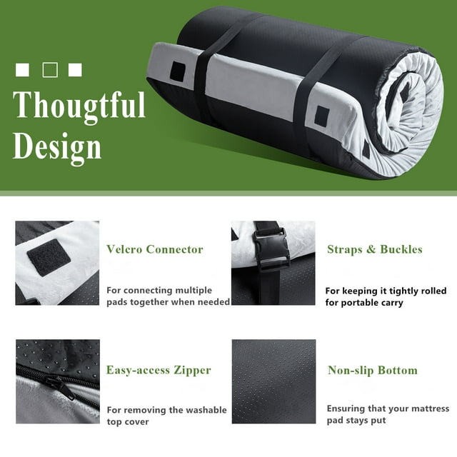 2.5 inch Memory Foam Sleeping Pad Camping Mattress,Portable Roll up Sleeping Mat, Waterproof