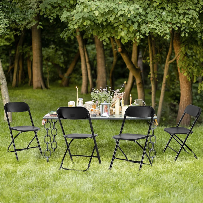 Taoset Folding Chair, 6 Pack Metal Portable Plastic Chairs for Outdoor & Indoor, Events Office Wedding Party, 330lbs Capacity, Black