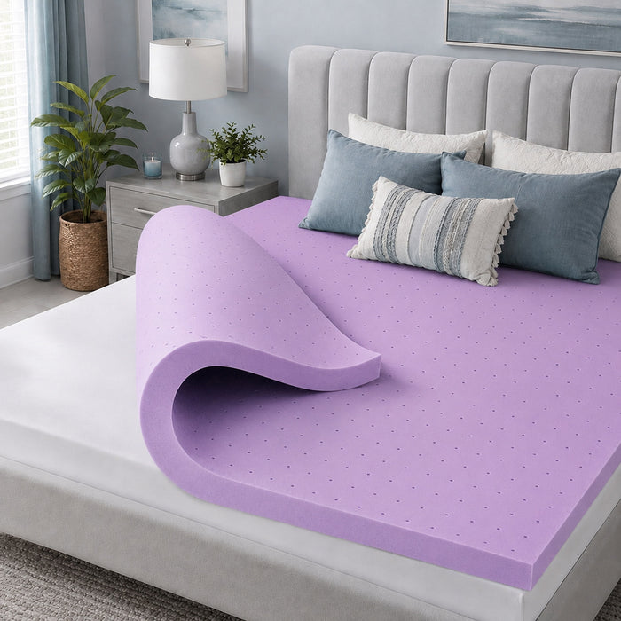 3 Inch Lavender Memory Foam Mattress Topper, Soft and Comfortable Mattress Topper for Bed, Queen Size