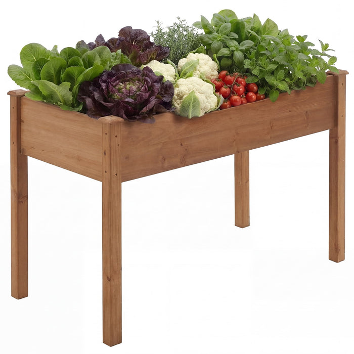 Betcozy Raised Garden Bed, 34x 18x 30 Inch Natural Wood Gardening Elevated Planter Box, Large Load-bearing, Brown
