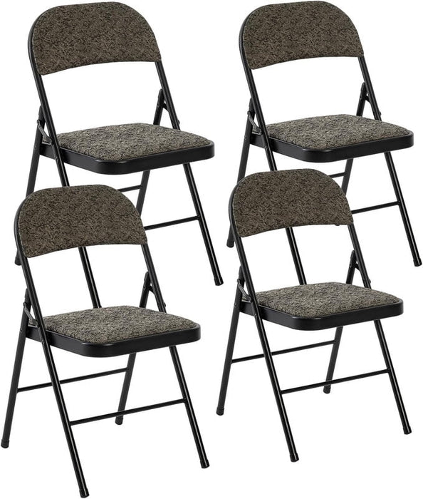 Simenmax 4 Pack Folding Chairs, Fabric Dining Chair Set with Padded Cushion and Back, Indoor Outdoo Seat for Home Office Events Wedding Party,Black Gray