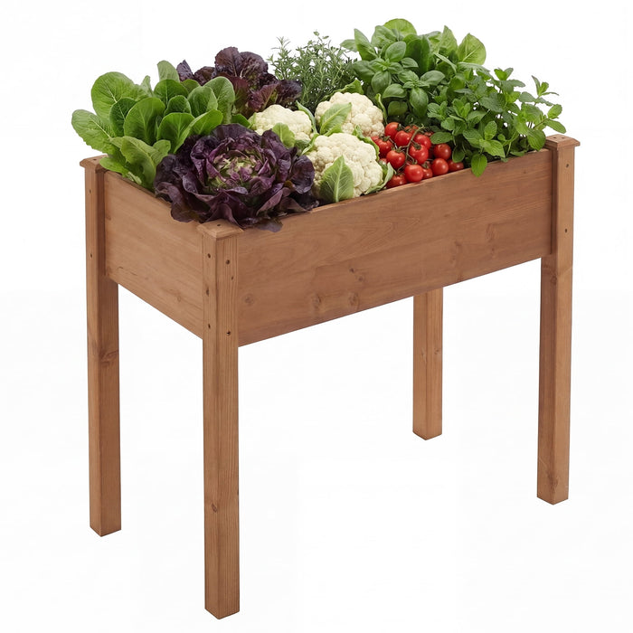 Betcozy Raised Garden Bed, 48x 24x 30 Inch Natural Wood Gardening Elevated Planter Box, Large Load-bearing, Brown
