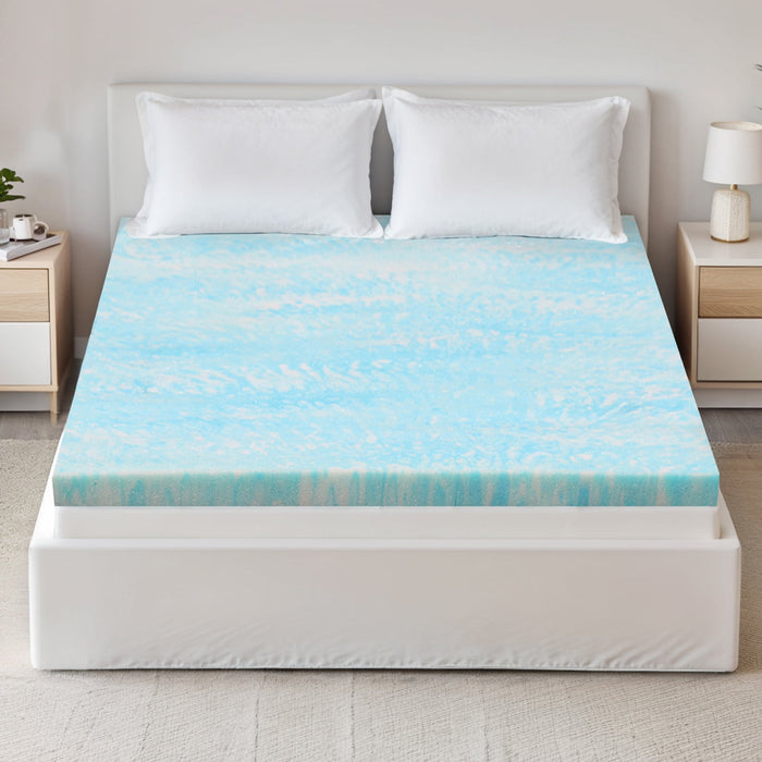 Simenmax King Mattress Topper, 3 Inch Gel Memory Foam Bed Topper for King Size Bed, CertiPUR-US Certified, Blue