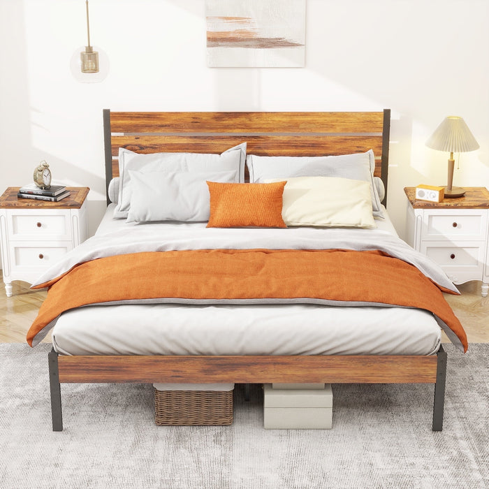 Blorly Queen Size Bed Frame- Heavy Duty Mattress Foundation with HeadBoard, Steel Slats Support (No Box Spring Needed)