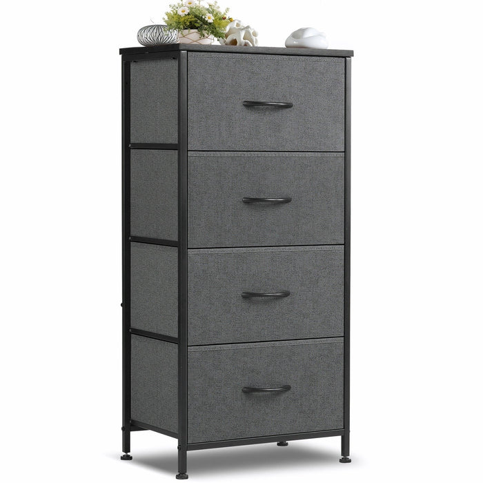 Nextay 4-Drawer Fabric Dresser for Bedroom, Storage Dresser Closet with Steel Frame & Wooden Top for Living Room, Dressing Room, Entryway, Grey