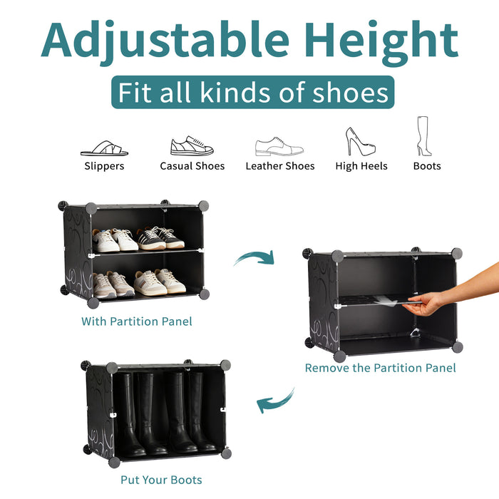 Simenmax Shoe Rack, 6 Tier Shoe Storage Cabinet with Door, 24 Pair Shoe Organizer Shelves for Closet Hallway Bedroom Entryway, Black
