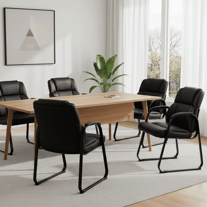 Betcozy Larger Waiting Room Chairs, Set of 2 Leather Office Reception Guest Chair with Padded Arms for Home Office, Conference, Lobby, Medical Clinic Elderly Student