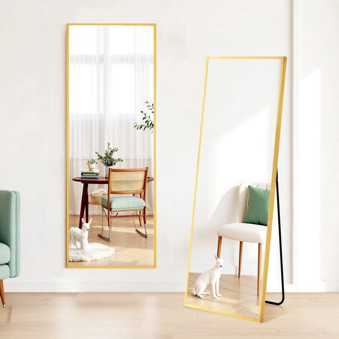 Blorly 56"x15" Full Length Mirror Standing Rectangle Floor Mirrors Body Dressing Wall-Mounted Mirror, Gold