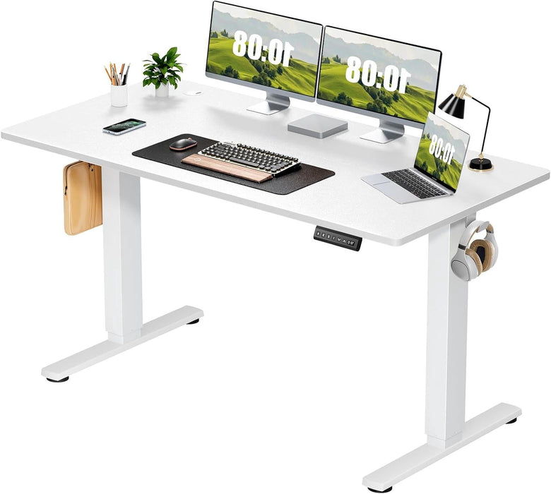 Taoset Electric Standing Desk 55x24 Inch - Height Adjustable Desk with Memory Presets, White