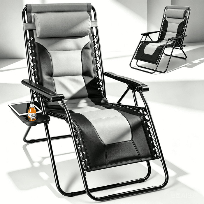 Betcozy Padded Zero Gravity Chair, Heavy Duty 450lbs Capacity Reclining Lounge Chair, Built-in Cushioned Folding Patio Chair with XL Side Tray & Adjustable Pillow for Garden, Backyard, Gray