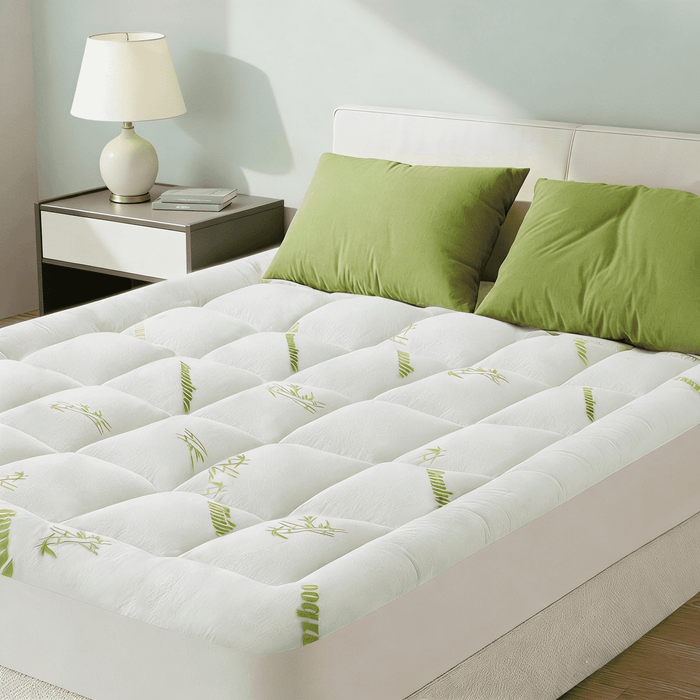 Taoset Twin Size Cooling Mattress Protector - Bamboo Fiber Pad with Deep Pocket, Breathable & Skin-Friendly, Green